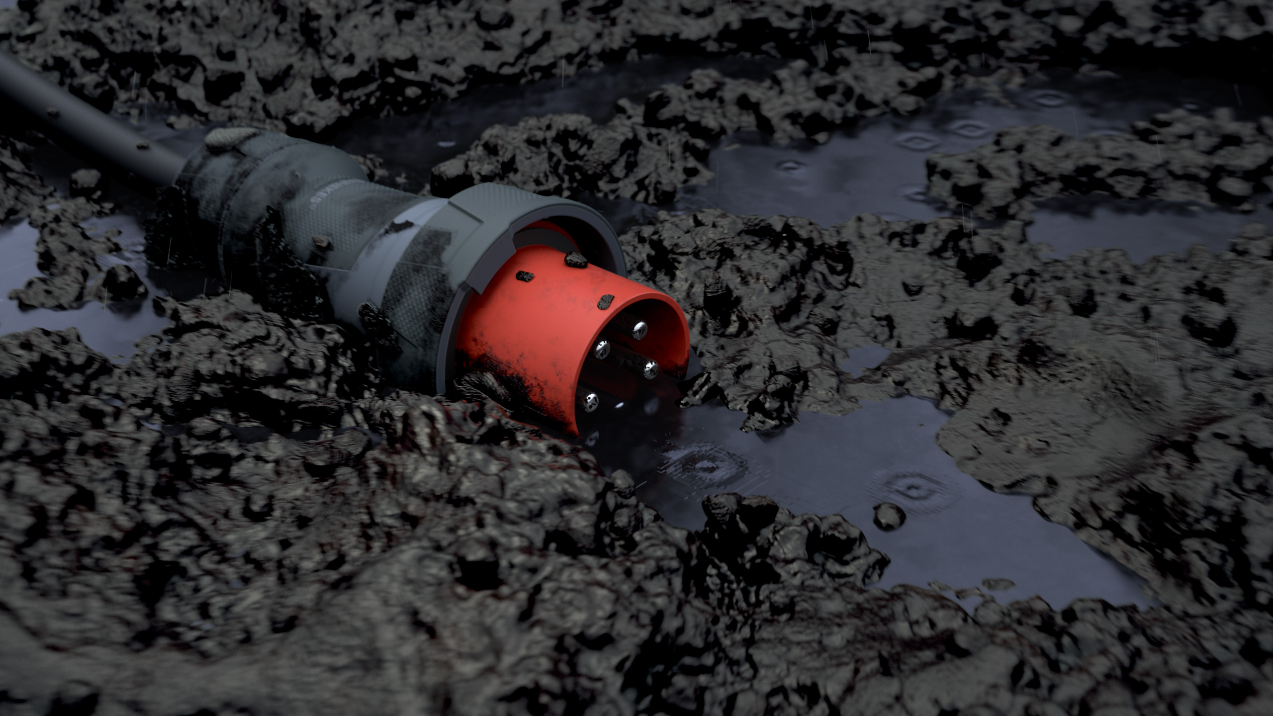 Mennekes X-CONTACT Film Stecker im Matsch nachher